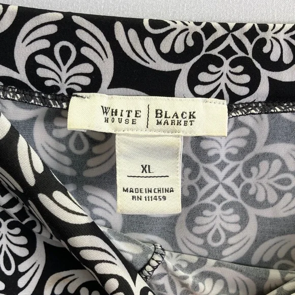 White House Black Market Black and White Patterned A-Line Skirt - Picture 4 of 4